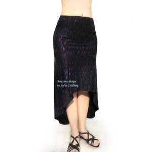High Low Skirt Black Purple Size M Ameynra Design